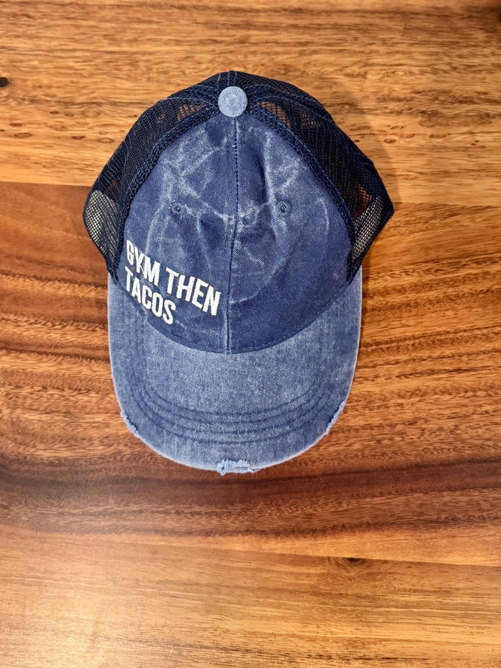 Gym Then Tacos Blue Mesh-Back Cap